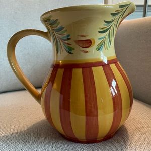 Southern Living At Home Gail Pittman Sienna Water Pitcher Striped Floral Yellow